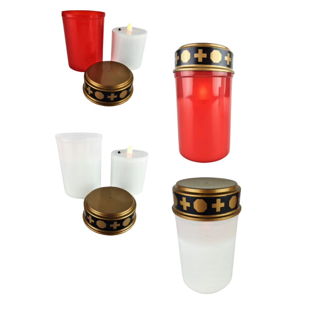 1 Stk. LED-Grabkerze aus Kunststoff mit Batterien 12x7 cm - Farbmix