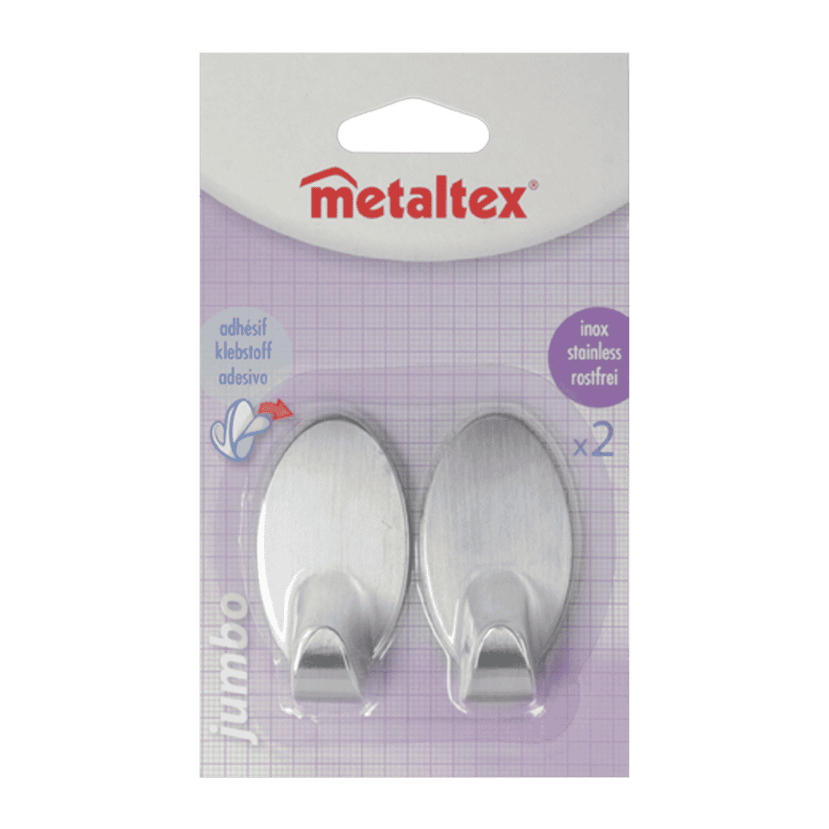 Metaltex Hafthaken Jumbo 2er Set, Inox