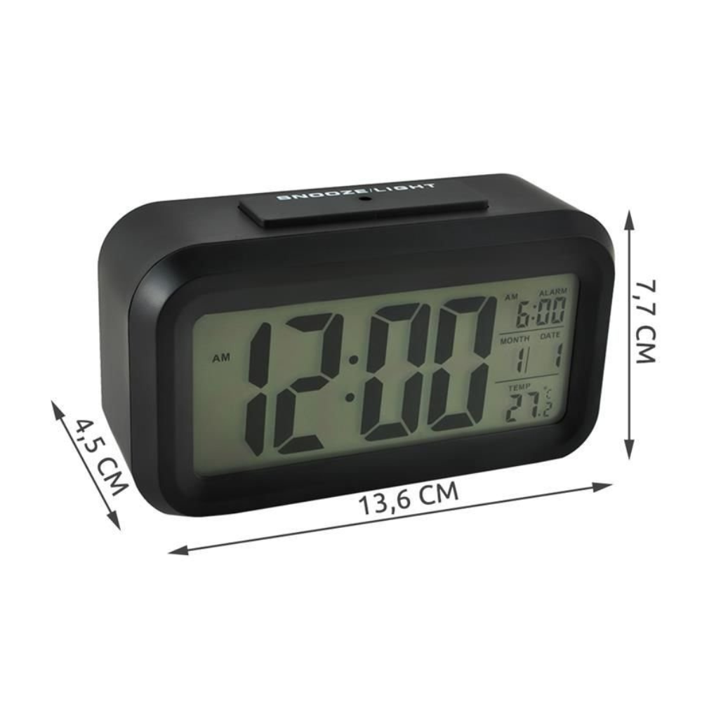 Wecker - schwarze LED-Digitaluhr 13,6x7,7cm