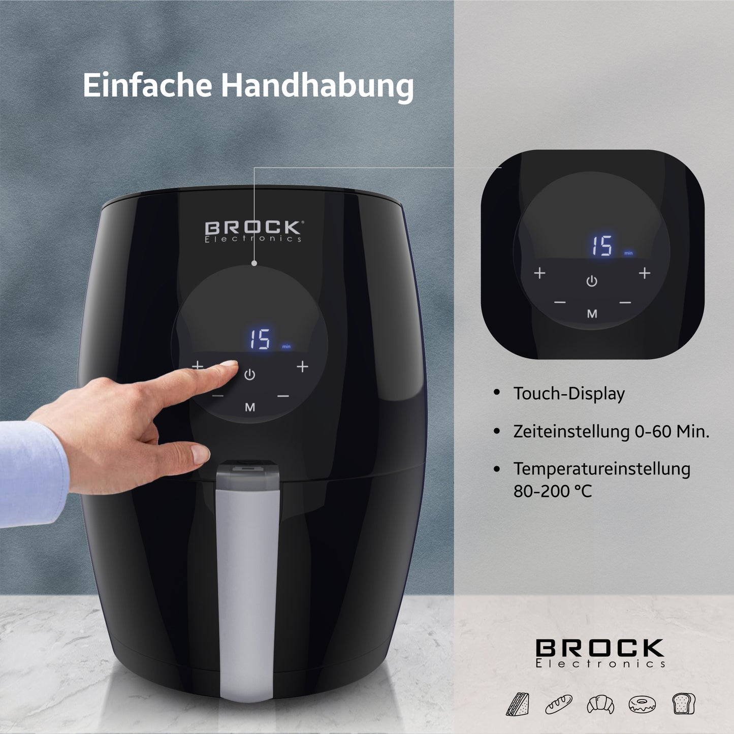AFD 3502 BK Digitale Heißluftfritteuse 3,5L