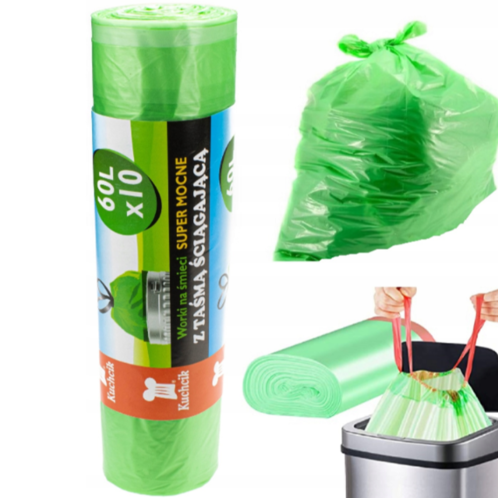 10 Stk. Extra Stark Müllsäcke mit Zugband - 60 Liter