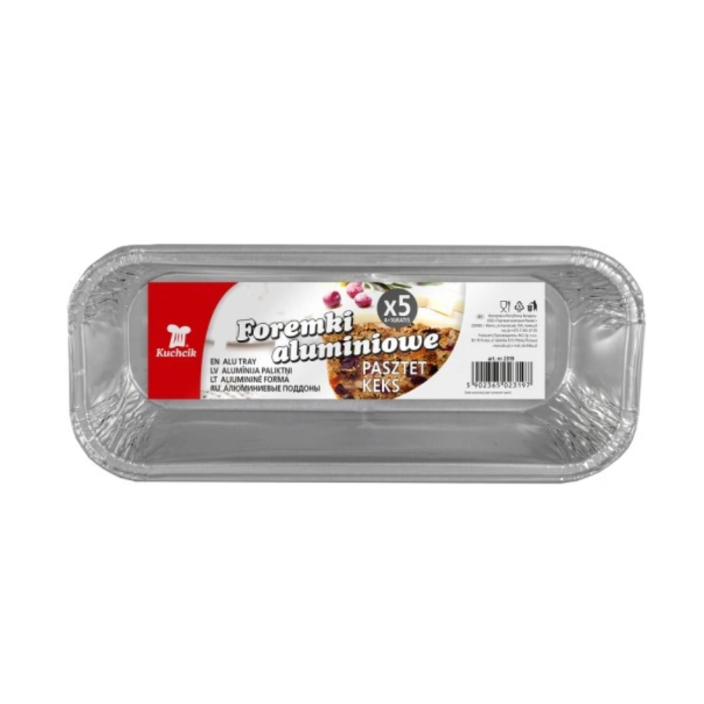 5 Stk. Aluminiumform zum Backen oder Grillen 9 x 20 cm