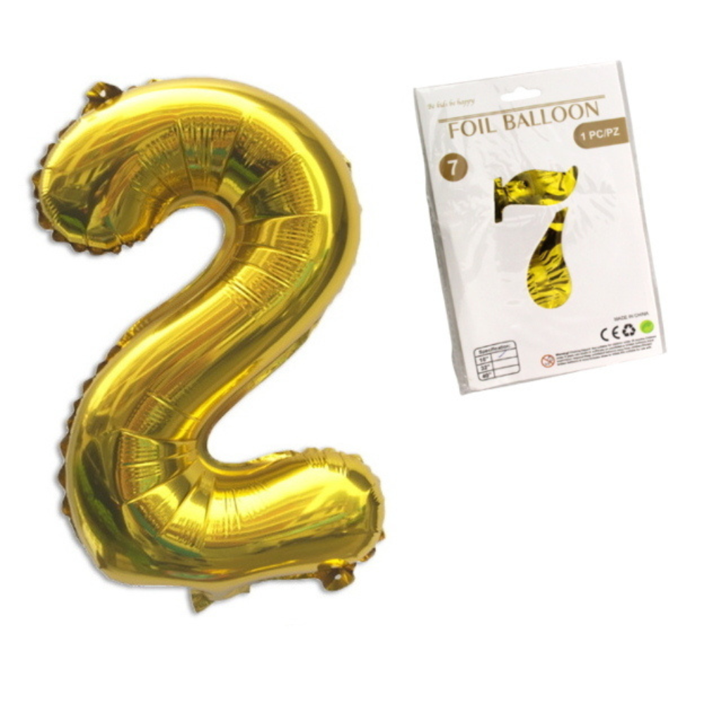 GOLDENE ZAHL 2 Folienballon (40 cm)