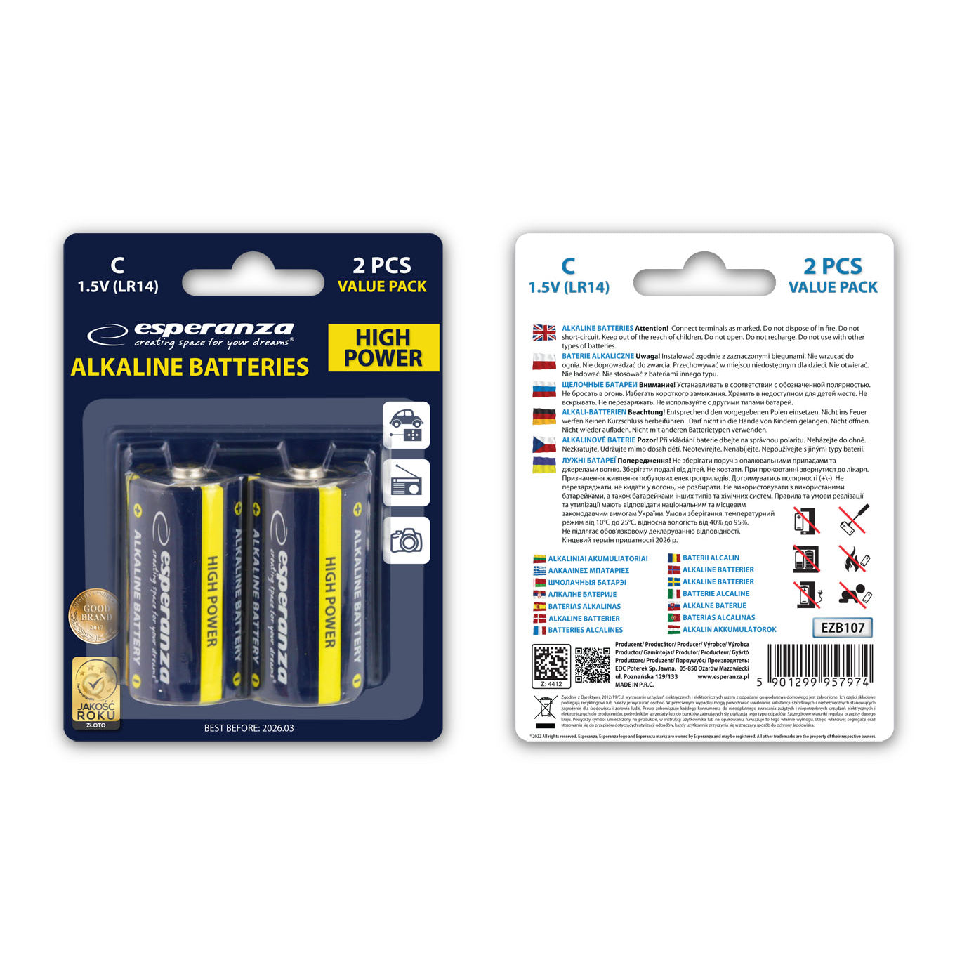 EZB107 Alkaline Batterien C LR14 – 2er Packung