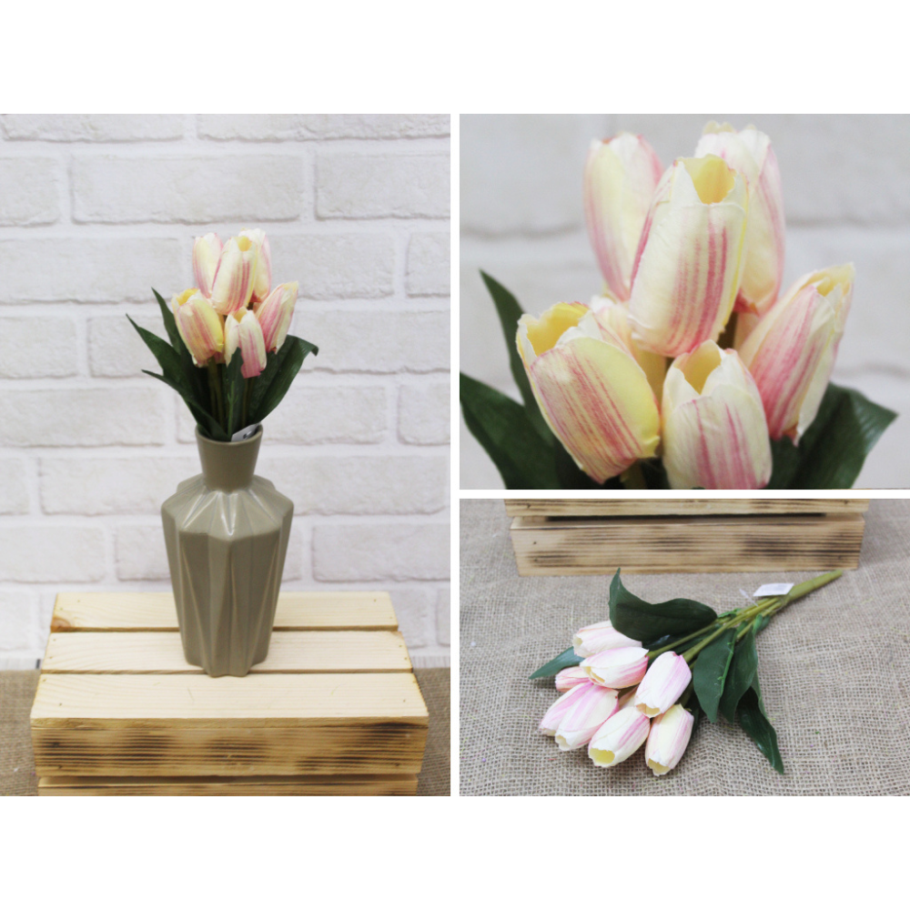 Künstlicher Strauß Tulpen 9 Blumen - Höhe 30cm, Blüte 5cm