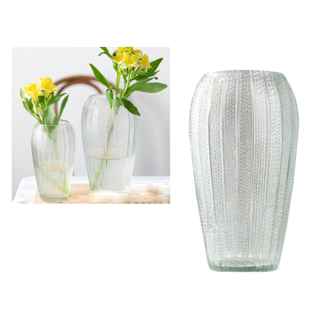 Glasvase mit Punktmuster, transparent - 25x8cm