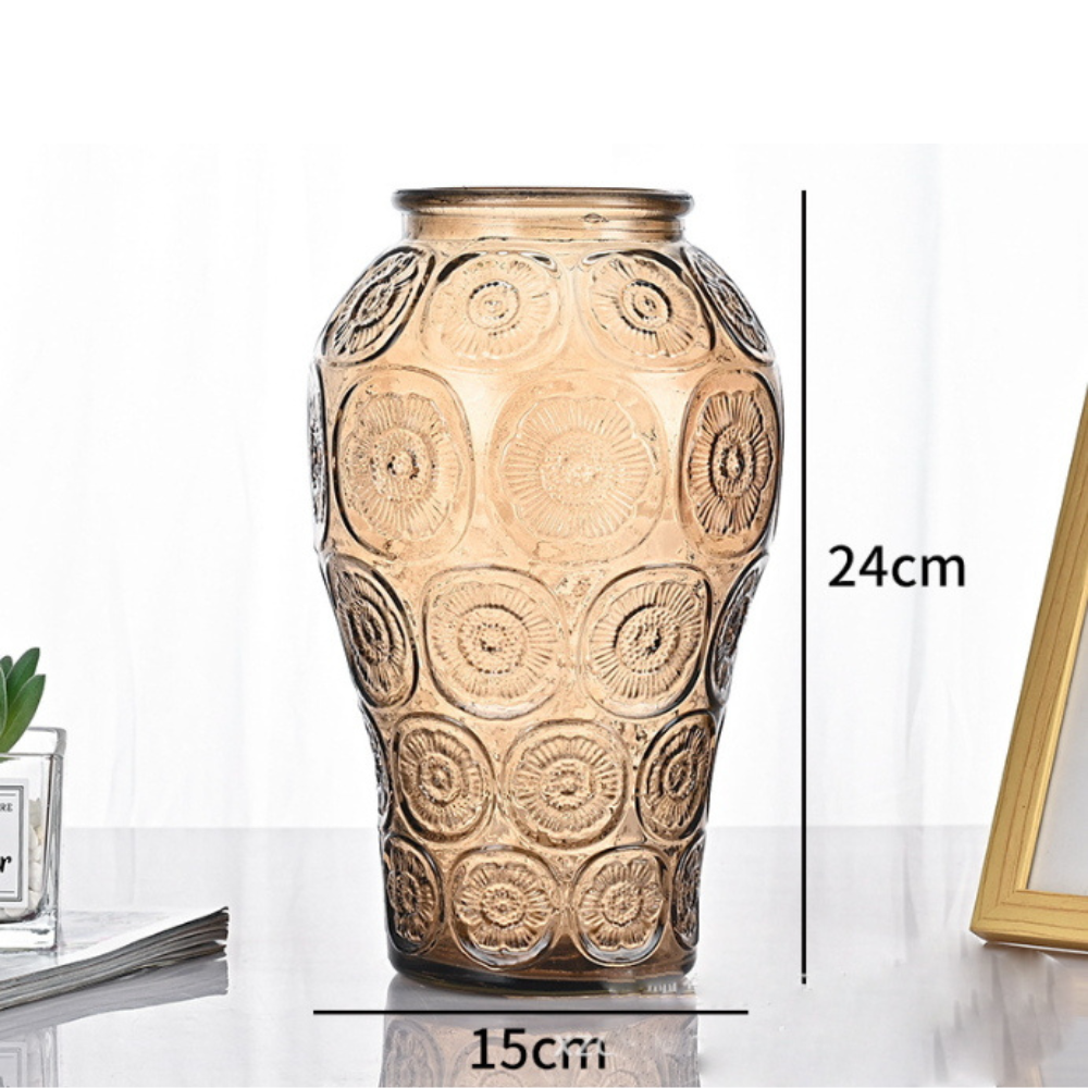 Glasvase mit Muster, braun – 24x15cm