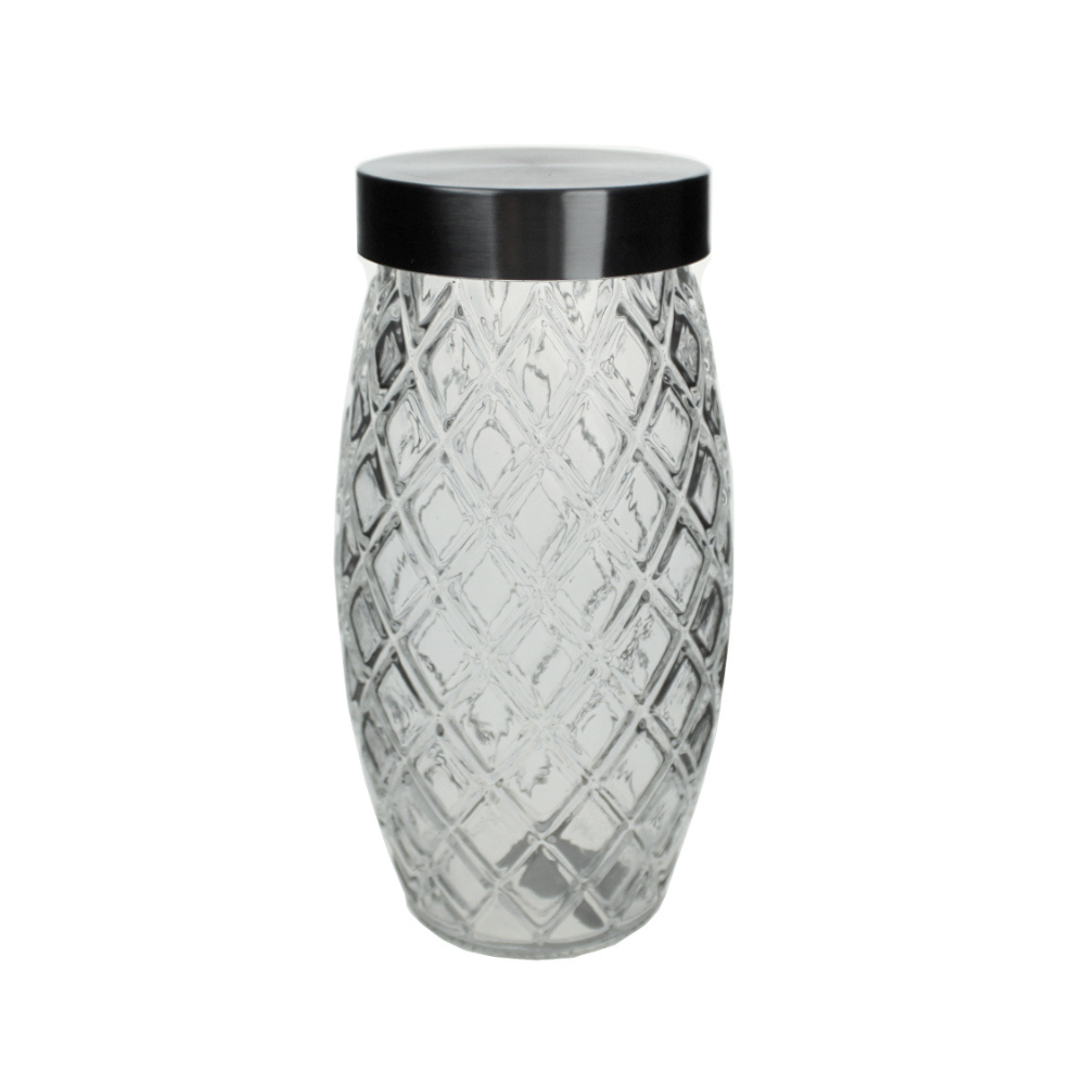 Behälter aus Glas mit Chromdeckel – 23,5x10cm