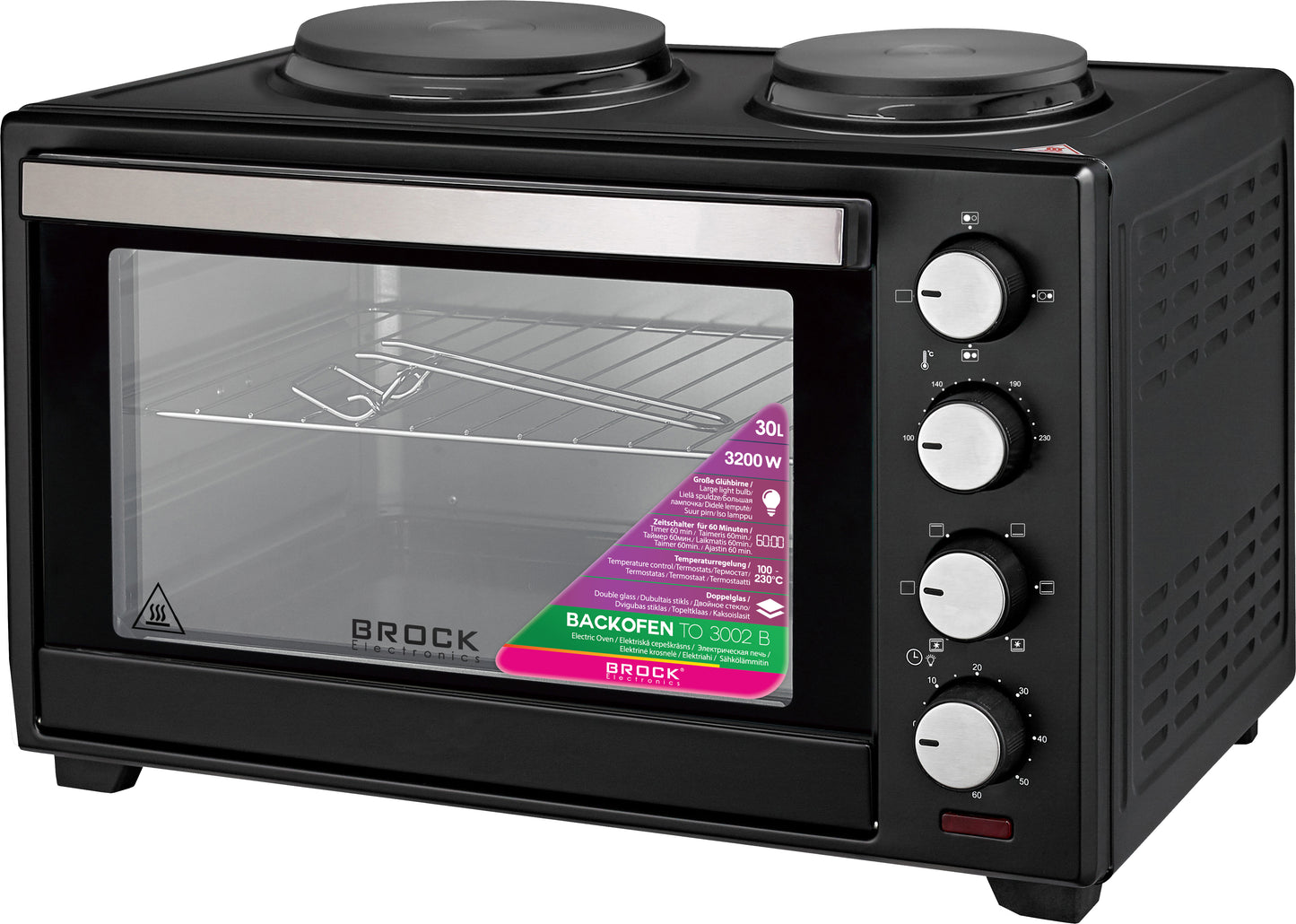 TO 3002 B Backofen mit Kochplatten 30L