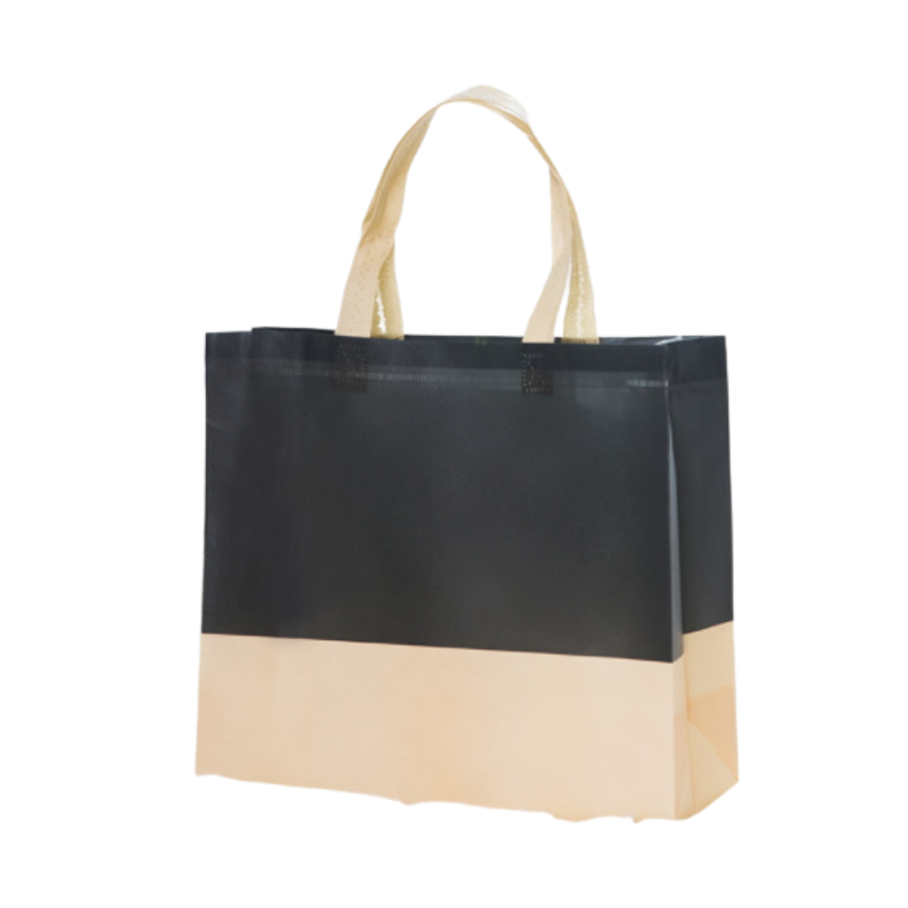 Einkaufstasche, schwarz-creme - 44x37x10 cm