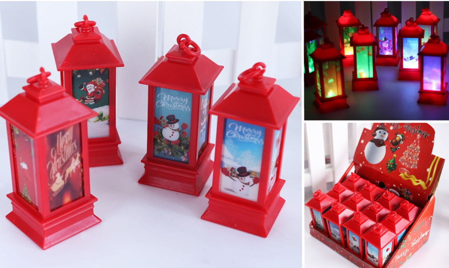 Weihnachtslaterne mit LED-Beleuchtung – Rot, 14x5,2 cm
