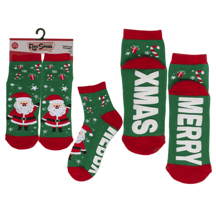 Socken, mit ABS-Sohle, Merry XMas, Einheitsgröße