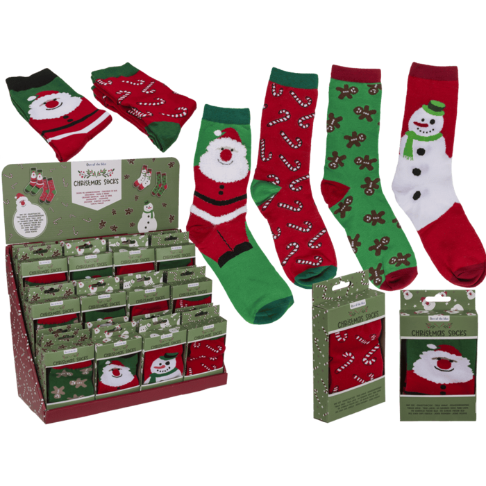 Socken mit Weihnachtsmotiven, Einheitsgröße