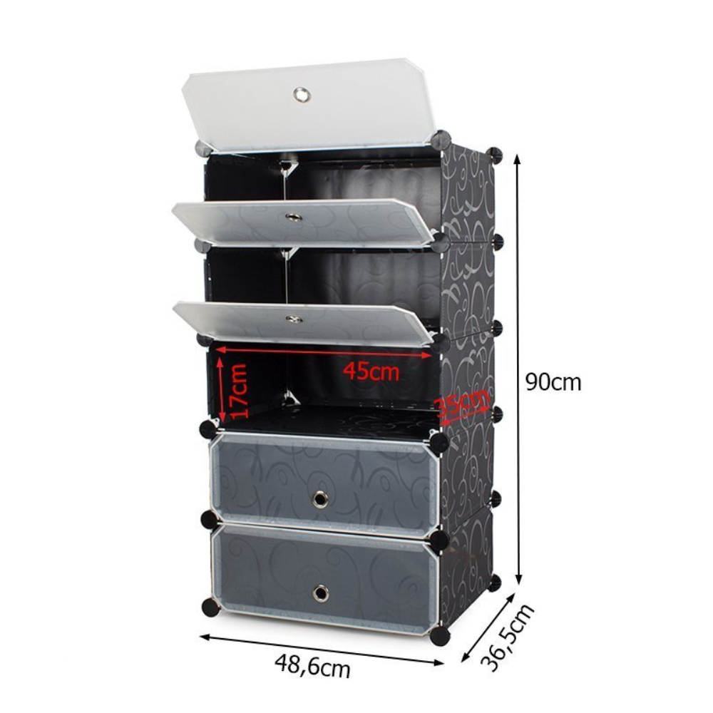 Schuhregal modular 5 Ebenen - 90 x 48,6 x 36,5 cm