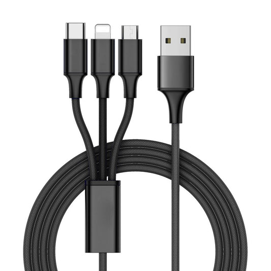 3-in-1-USB-Kabel für iPhone, Micro-USB Typ C - 1,2 m