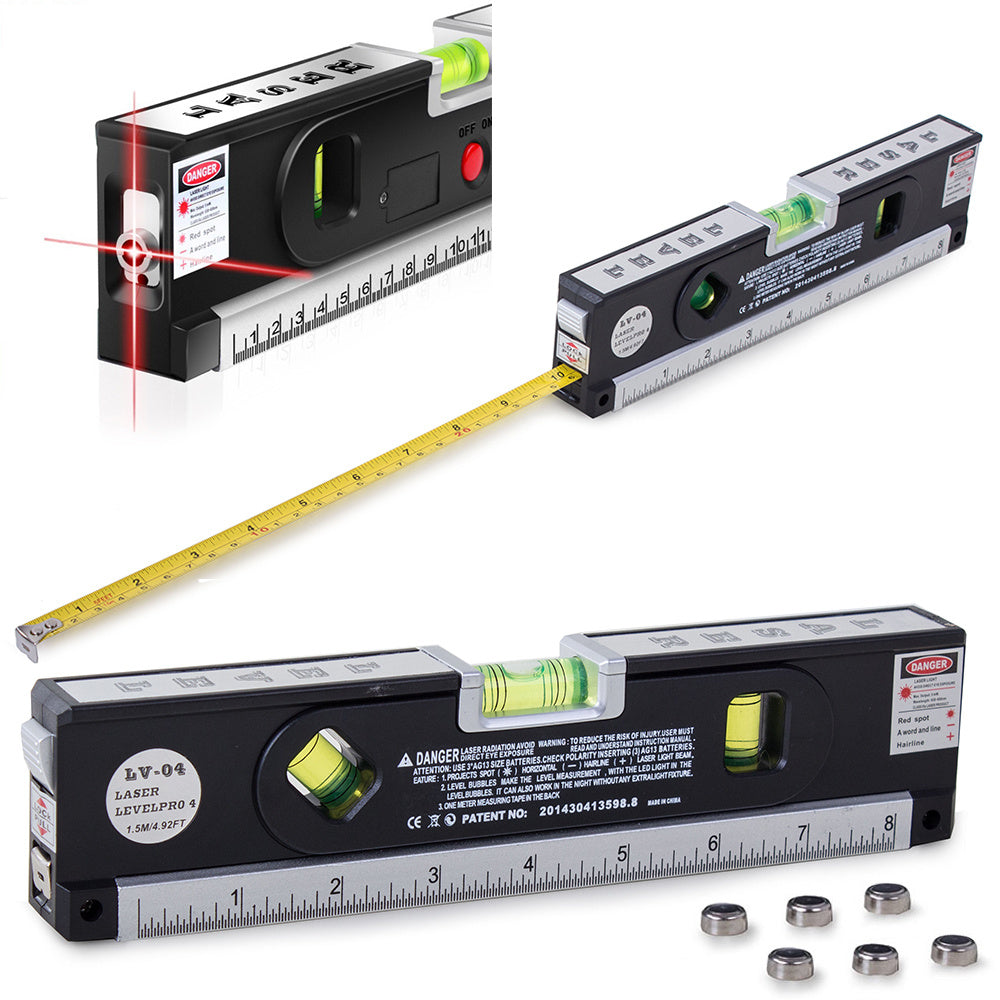 Laser Wasserwaage mit Maßband – 24 cm
