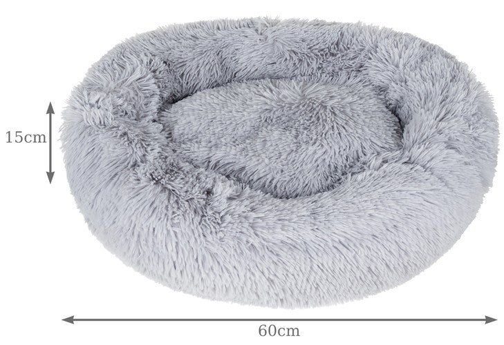 Haariges Hundebett 60 cm – grau