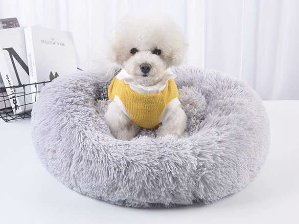 Haariges Hundebett 60 cm – grau