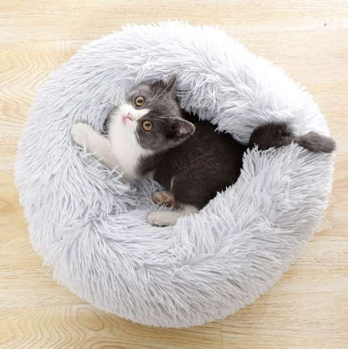 Haariges Hundebett 60 cm – grau