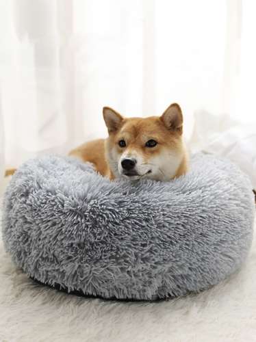 Haariges Hundebett 60 cm – grau