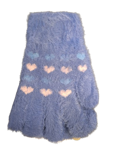Flauschige Kinderhandschuhe mit Herzmuster
