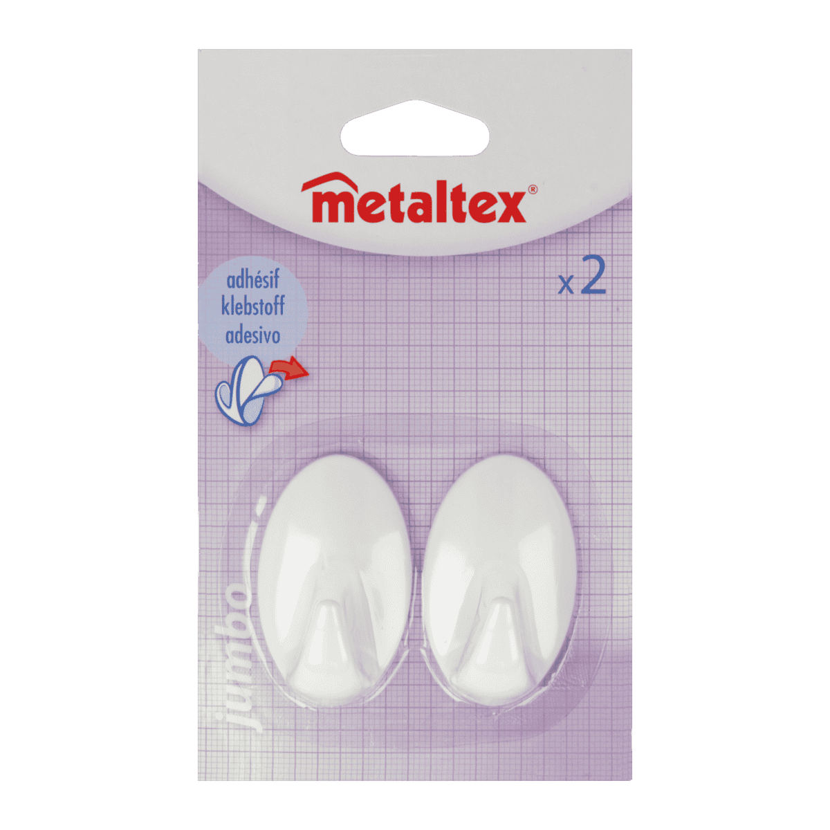 Metaltex Hafthaken Eiform gross, 2er Set, ABS