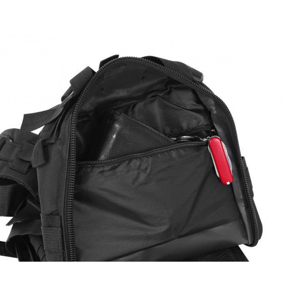 Schwarzer Militärrucksack 44x28x16cm
