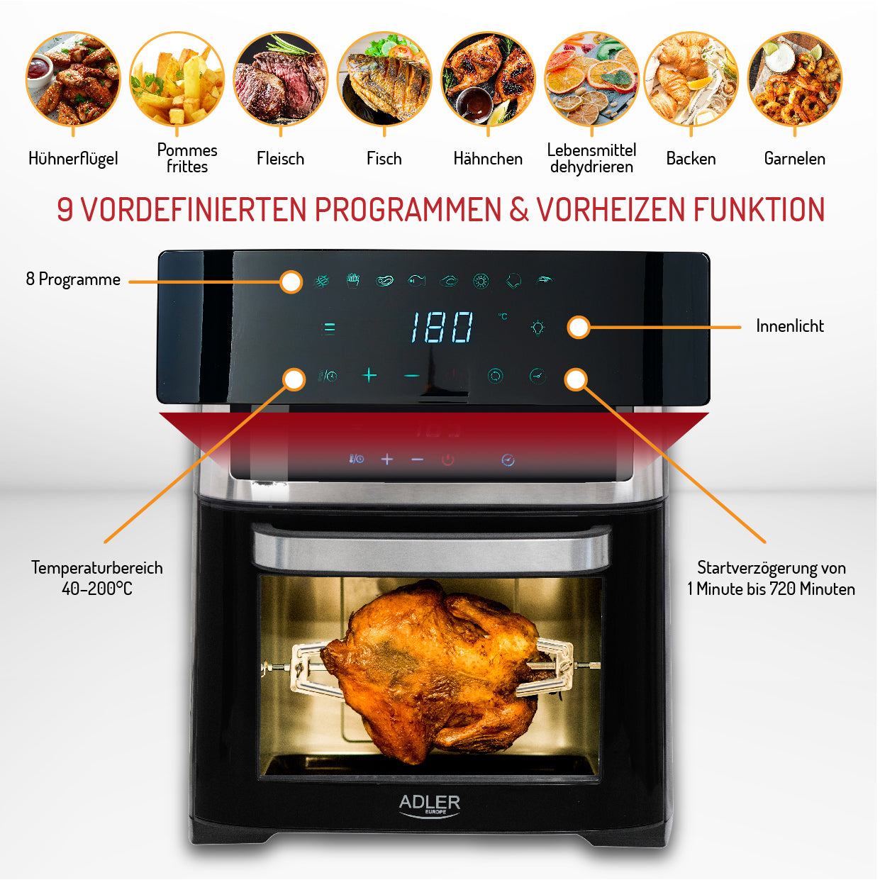 AD 6309 Heißluftfritteuse 8in1