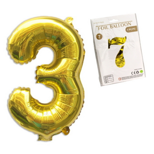 GOLDENE ZAHL 3 Folienballon (40 cm)