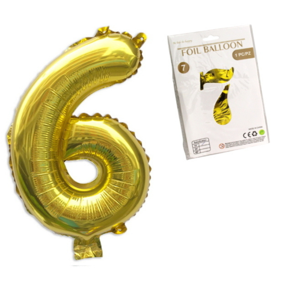 GOLDENE ZAHL 6 Folienballon (40 cm)