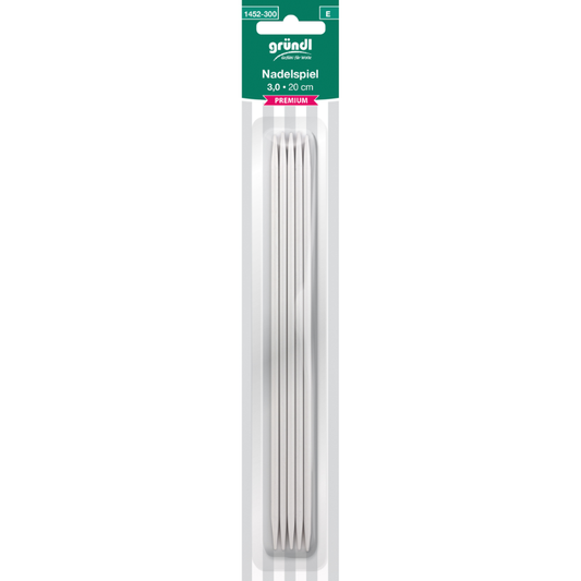 Gründl Nadelspiel Premium, 3,00mm, 20cm 4Set