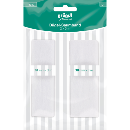 Gründl Bügel-Saumband, 30mm x 3m & 38mm x 3m weiß