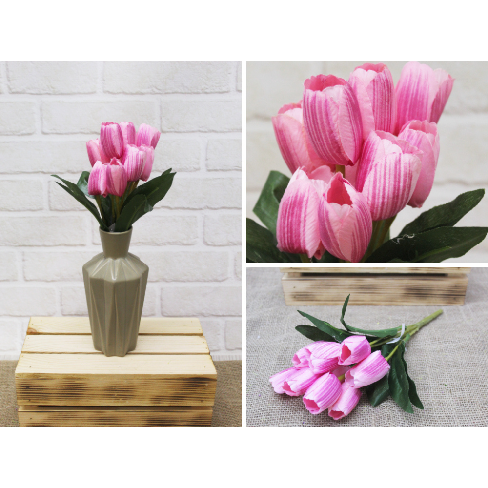 Künstlicher Strauß Tulpen 9 Blumen - Höhe 30cm, Blüte 5cm