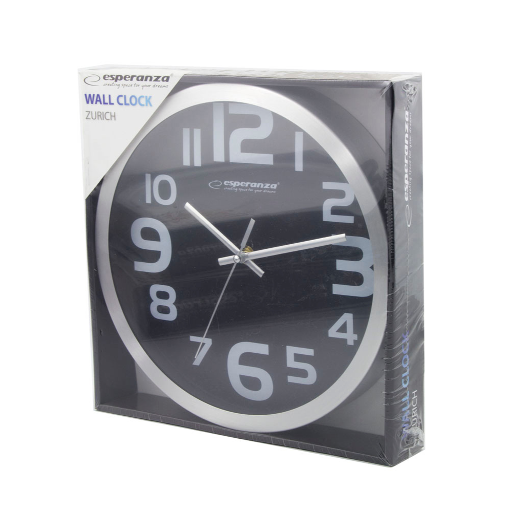 EHC013K Wanduhr 25cm, schwarz