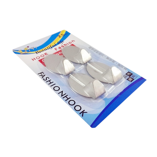Ovale Wandhaken aus Edelstahl zum Kleben – 4er Set