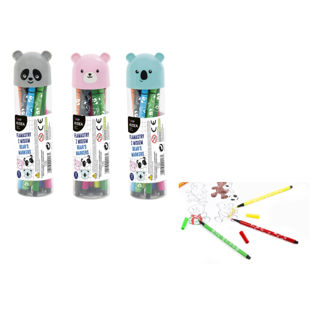Marker mit Teddybär 12 Farben in einer Tube – 17,5x4,5cm