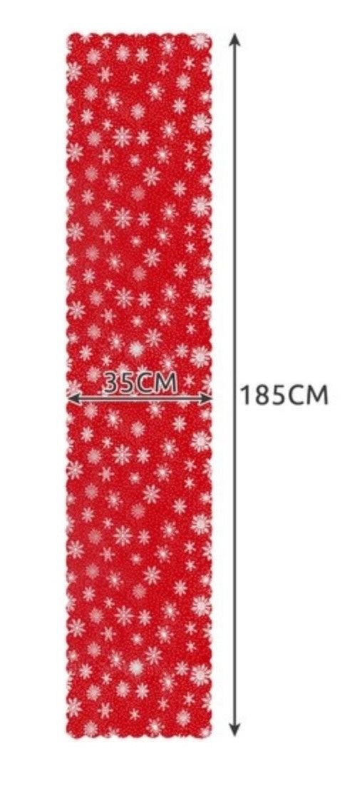 Tischläufer in Rot-Weiß mit Schneeflocken-Design