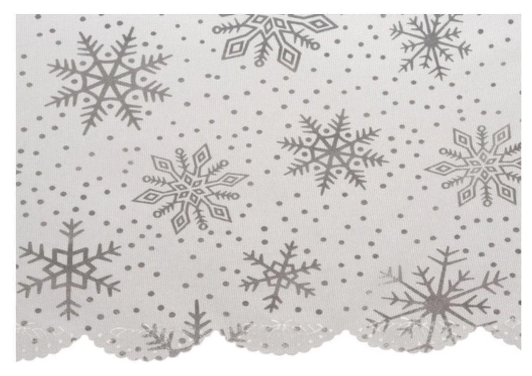 Weihnachtliche Tischdecke in Weiß mit silbernen Schneeflocken