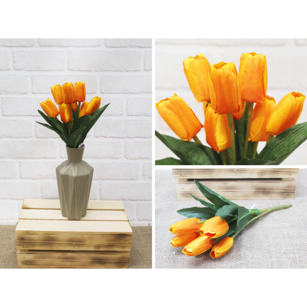 Künstlicher Strauß Tulpen 9 Blumen - Höhe 30cm, Blüte 5cm