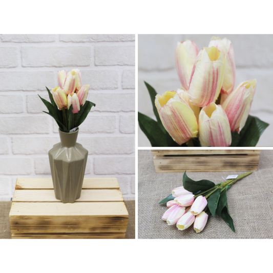 Künstlicher Strauß Tulpen 9 Blumen - Höhe 30cm, Blüte 5cm