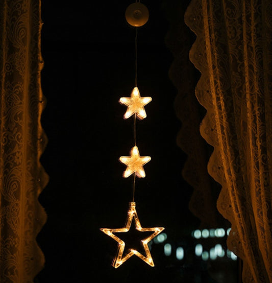 LED-Fensterdekoration "Bethlehemstern" mit zwei Sternen 80x18 cm