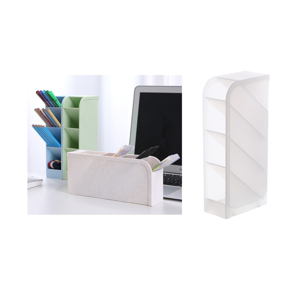 Schreibtisch-Organizer, weiß, transparent – 20x9x5cm