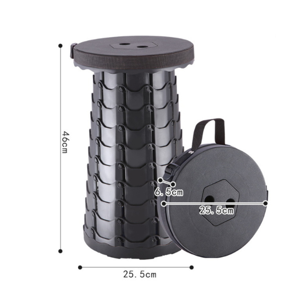 Hocker, verstellbarer Klapphocker – 46x25,5cm, Schwarz