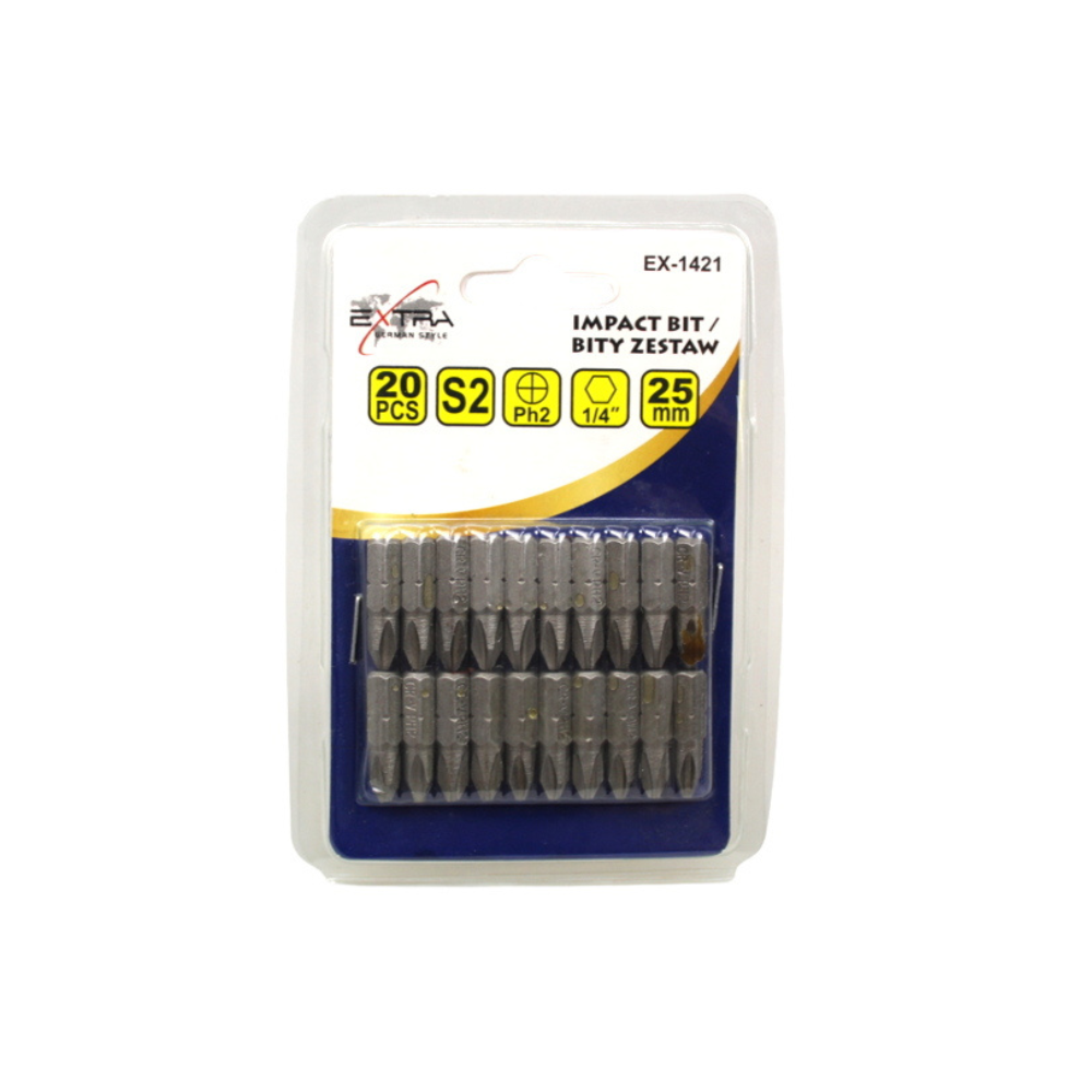 Bits-Set mit 20 Stück im Blister – 13x9cm
