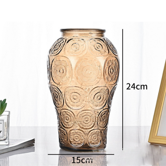 Glasvase mit Muster, braun – 24x15cm
