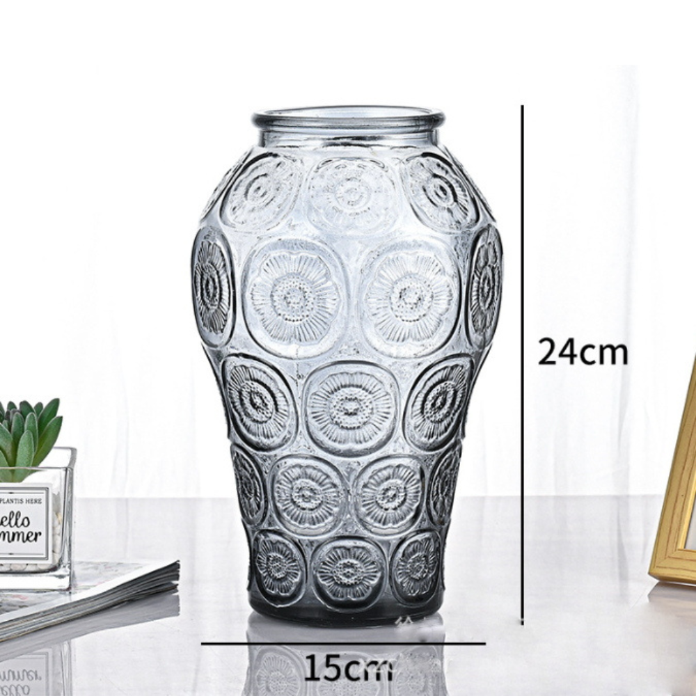 Glasvase mit Muster, grau – 24x15cm