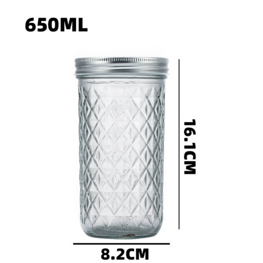 Glasgefäß 650ml mit Metalldeckel – 16,1x8,2cm