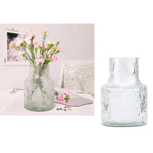 Glasvase Wellenmuster, transparent – 19,5x13,5x9cm