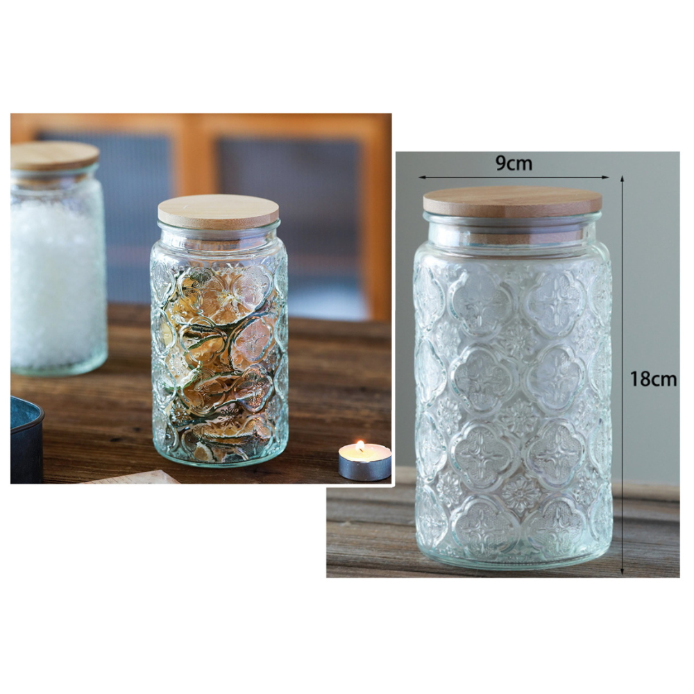 Glasbehälter mit Bambusdeckel – 1000ml, 18x9,5cm