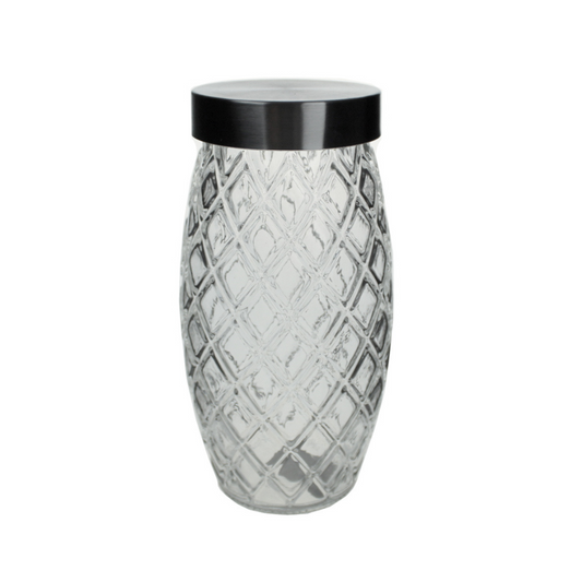 Behälter aus Glas mit Chromdeckel – 23,5x10cm